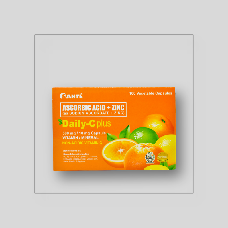 Santé Daily-C Plus: Non-Acidic Vitamin C + Zinc (100 Capsules)