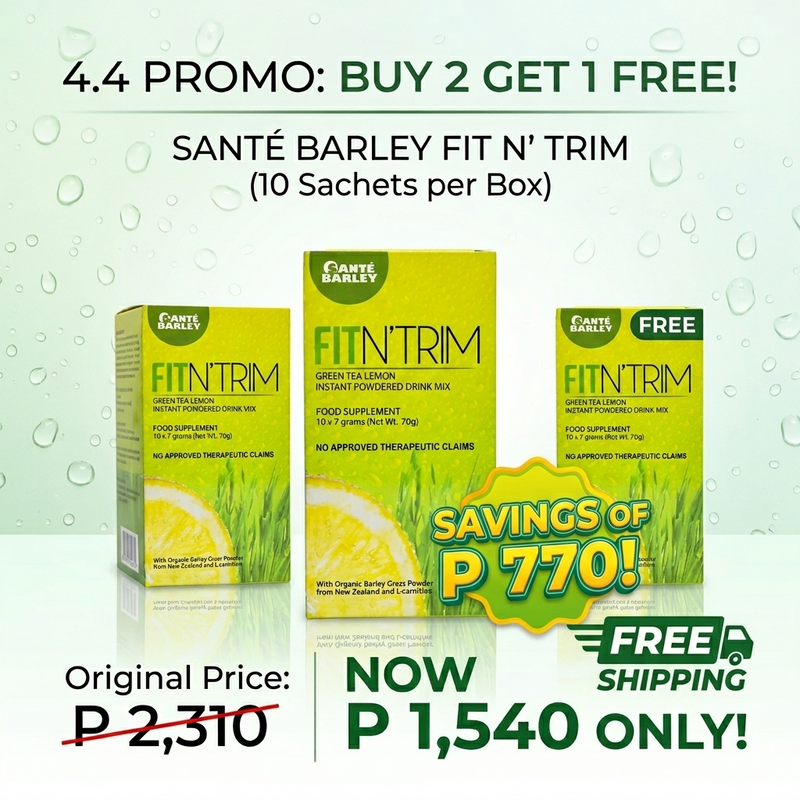 Santé Barley Fit N’ Trim - Buy 2 Get 1 FREE 4.4 Promo | Green Tea Lemon & L-Carnitine