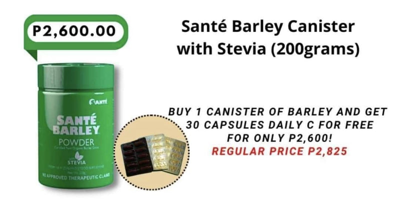 BIG CANISTER JUICE ( 200g PURE BARLEY POWDER WITH STEVIA) WITH FREE 30 CAPSULES VITC