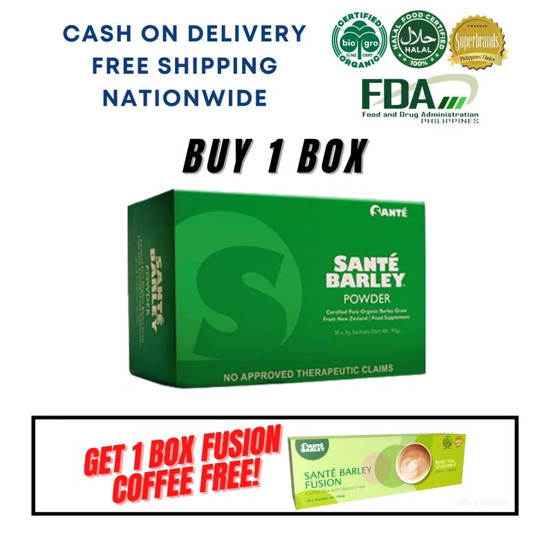 HOT DEAL PROMO! Sante Barley Juice PLUS 1 Box FREE Sante Fusion Coffee!