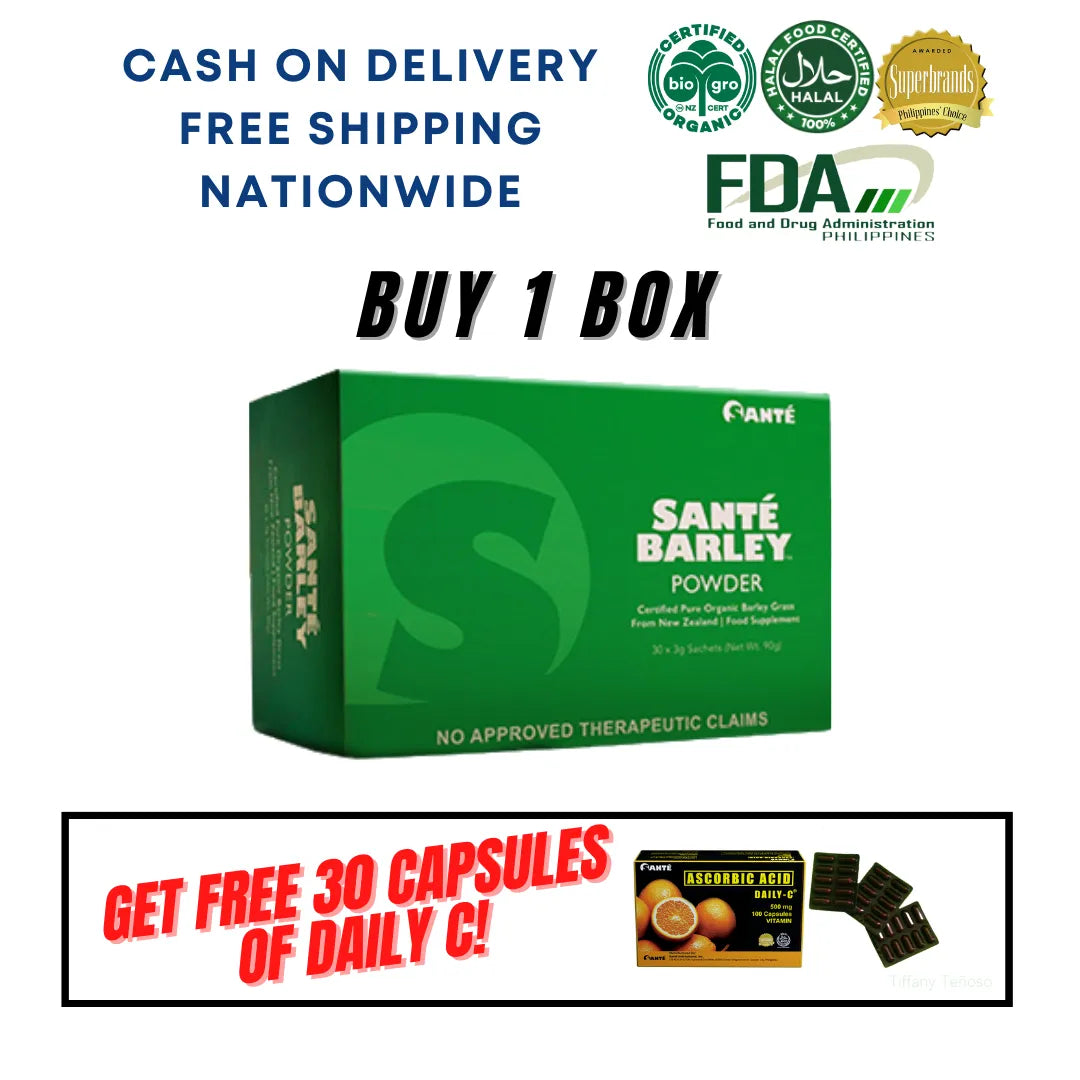 Barley Juice Box (30sachet) With Free 30caps VitC – Santé Pure Barley ...